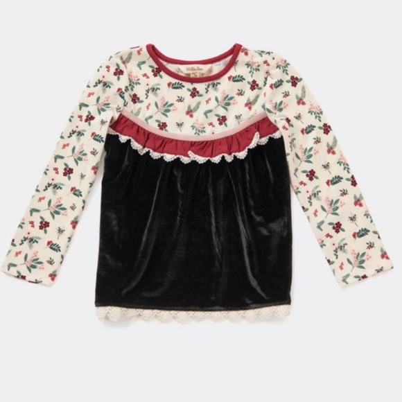 Matilda Jane Lucie Girls Holly Print Holiday Top - Picture 2 of 6